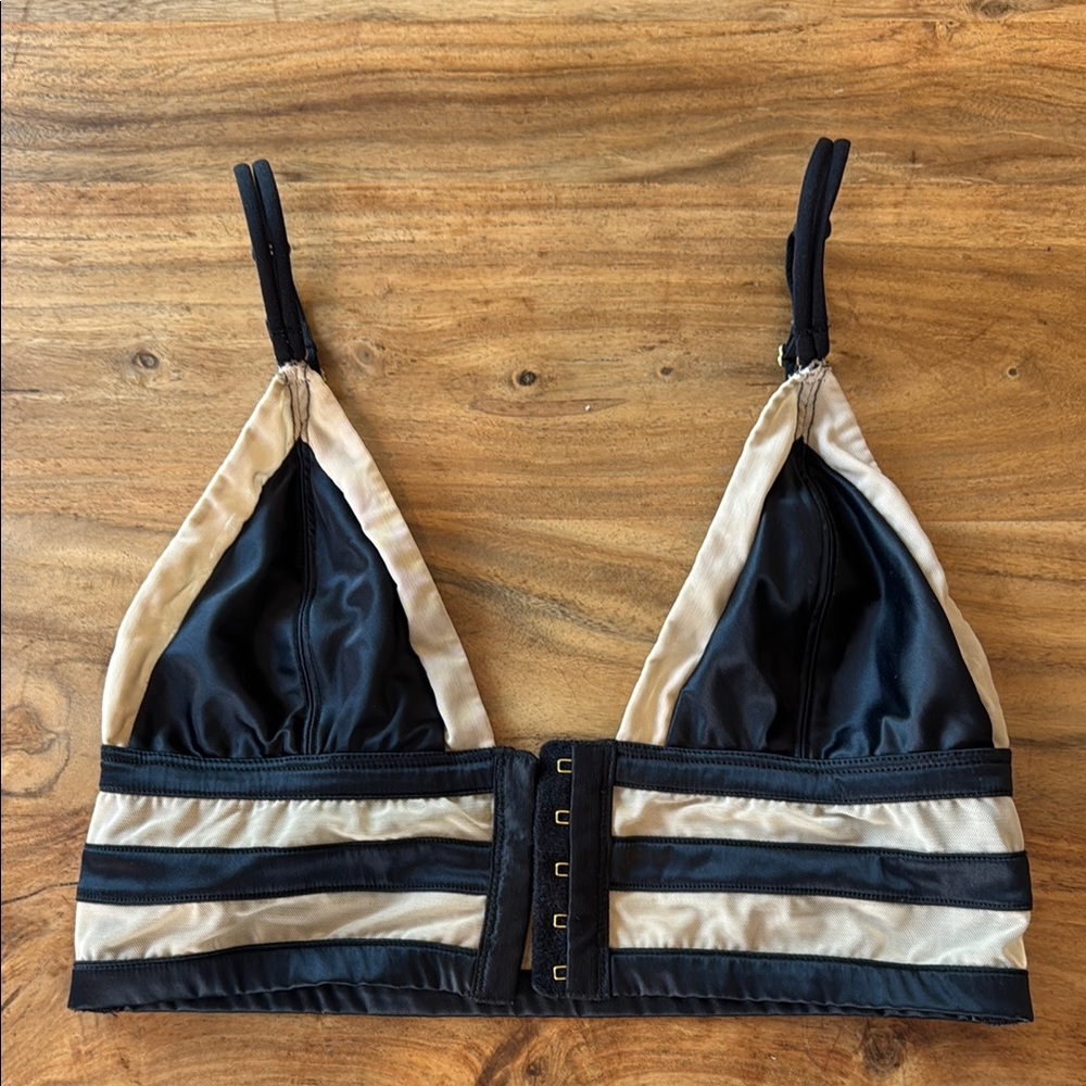 Black and Cream Triangle Bralette
